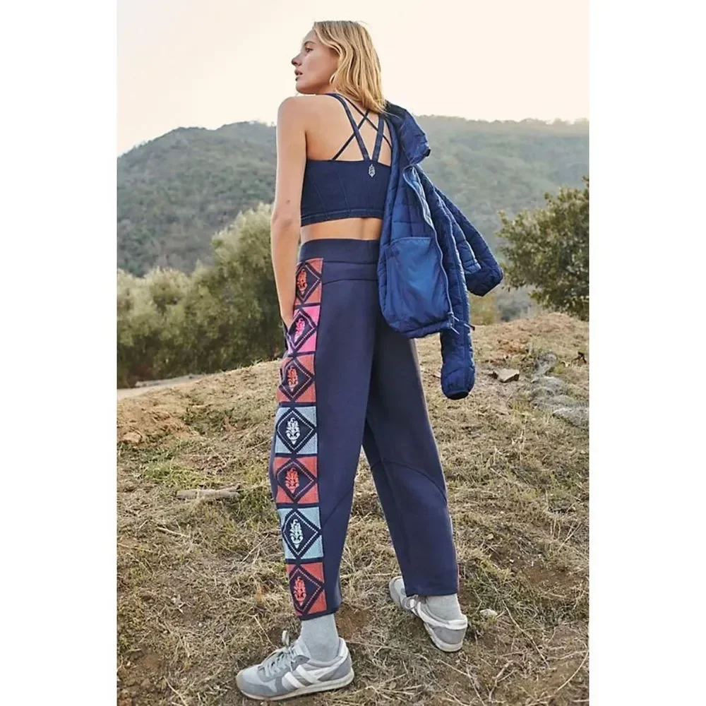 NEW Free People Team Spirit Pant Sweatpants Embroidered Size L - Picture 2 of 5